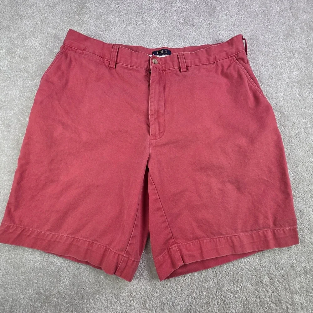 Polo Ralph Lauren Men's Pink Chino Shorts Size 36 Flat Front‎ Casual Cotton